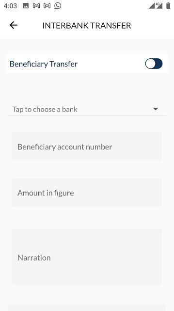 Trust Mobile Plus interbank transfer screen