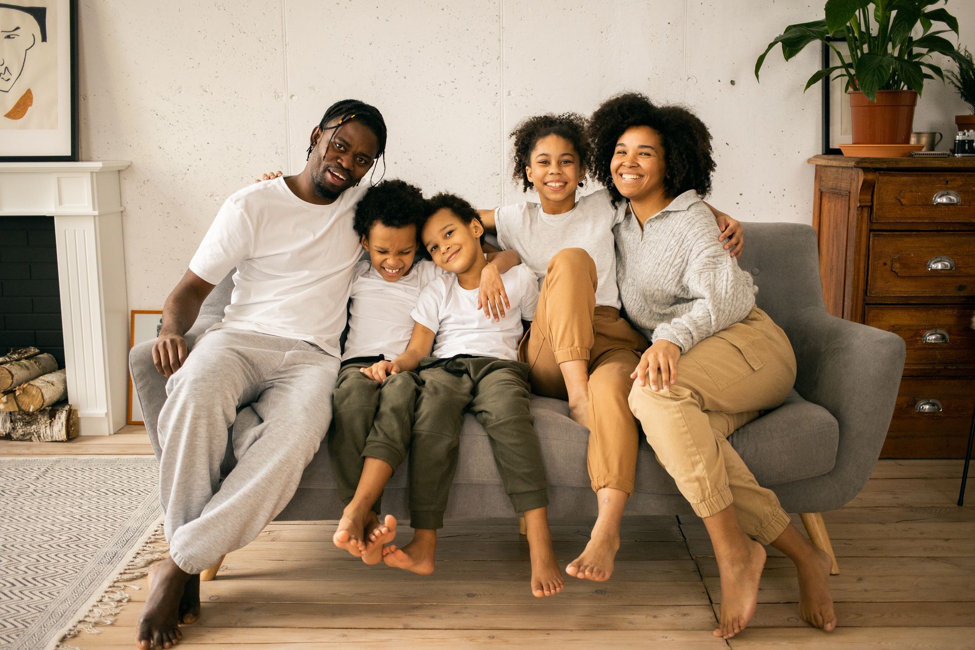 A family relaxing together at home